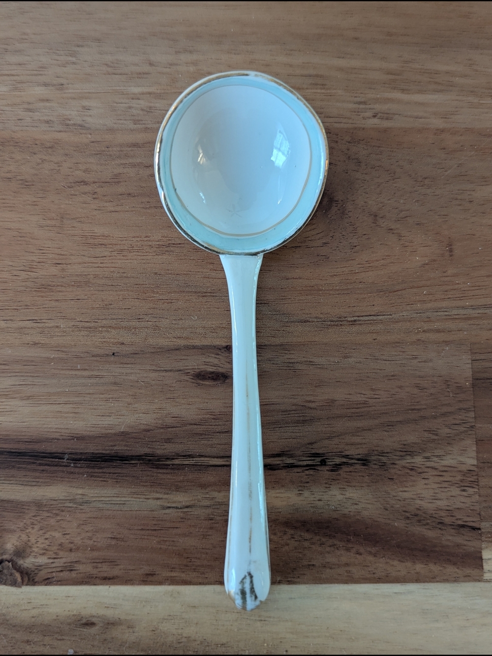 Nippon Hand Painted Porcelain Condiment Spoon Mayonnaise Ladle Rising Sun